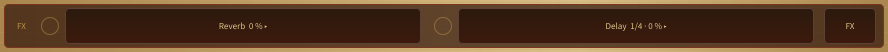 The FX strip: a lamp and a value for each effect, with the FX button at the right